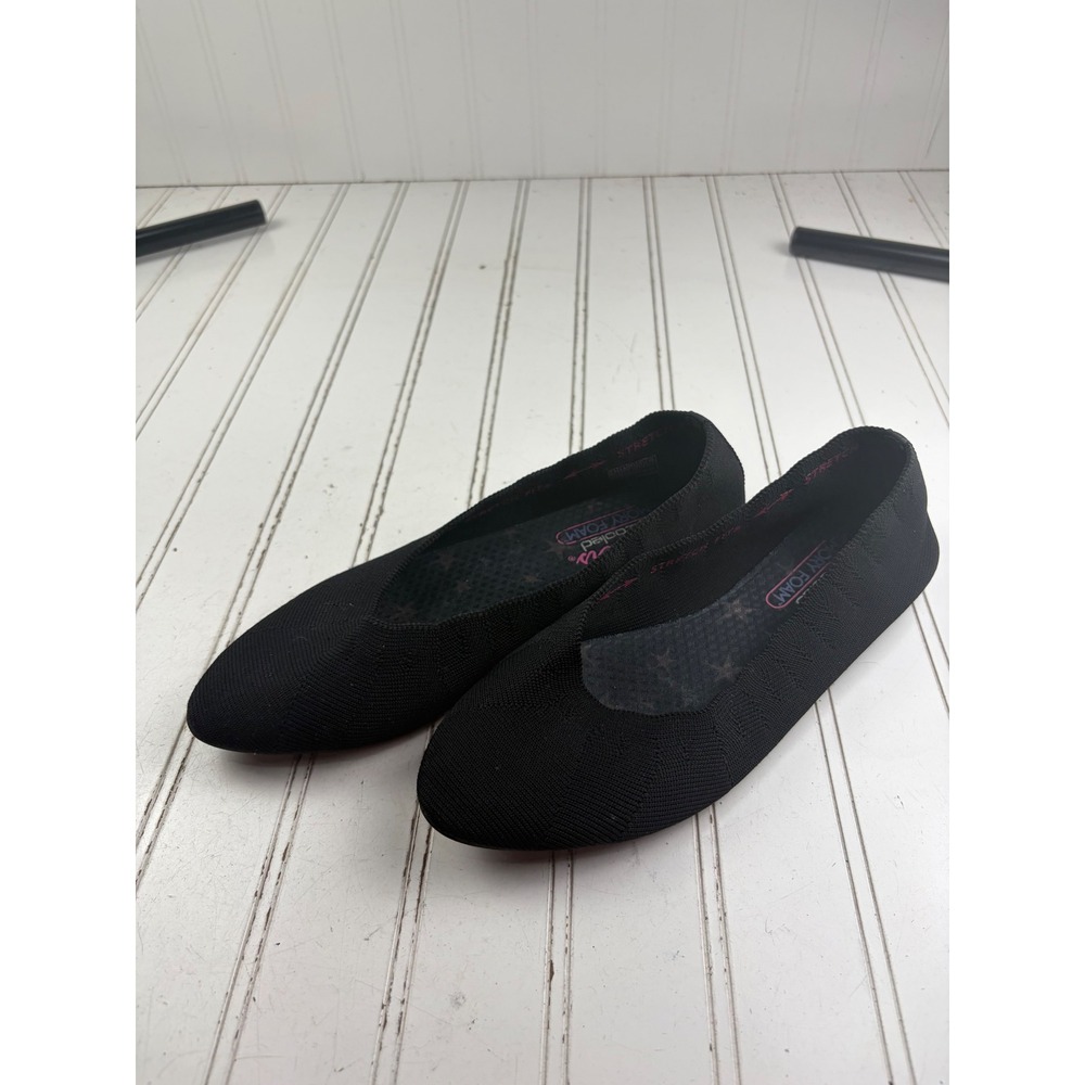 Skechers Cleo Style Stretch Fit Black Knit Ballet Flats Women's Size 7.5 - Picture 4 of 10
